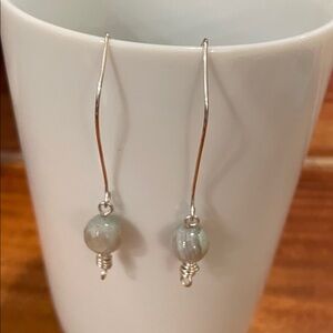 Silver and Gray Pearl Drop Earrings